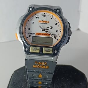 Timex Ironman Triathlon Watch Indiglo Orange 8Lap memory watch *Needs Battery